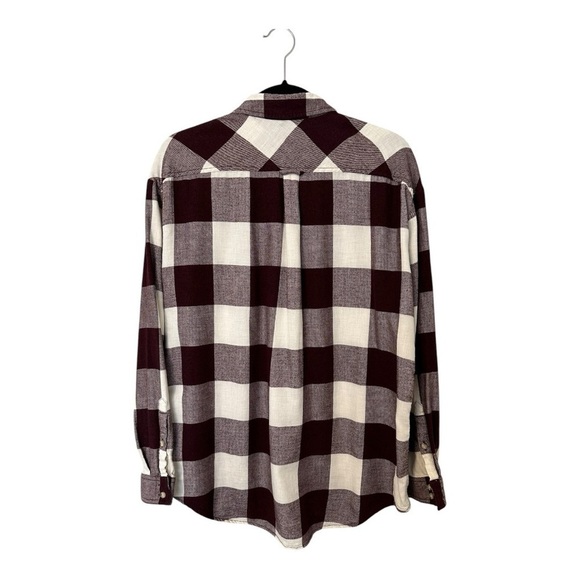 Aritiza | Wilfred Free Button Up Long Sleeves Checkered Flannel Burgundy Size L - Picture 2 of 11